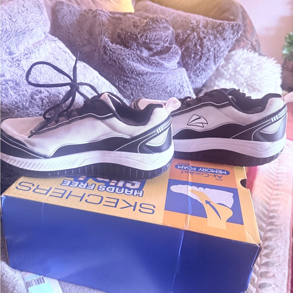 Women's Black and White Athletic Sneakers - Comfortable Memory Foam Support